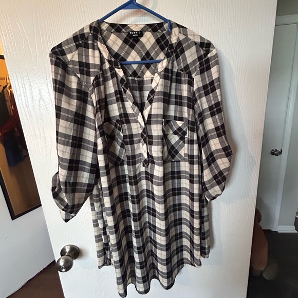 torrid Tops - torrid Black and White Plaid Harper Tunic